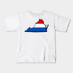 Red, White, and Blue Virginia Outline Kids T-Shirt